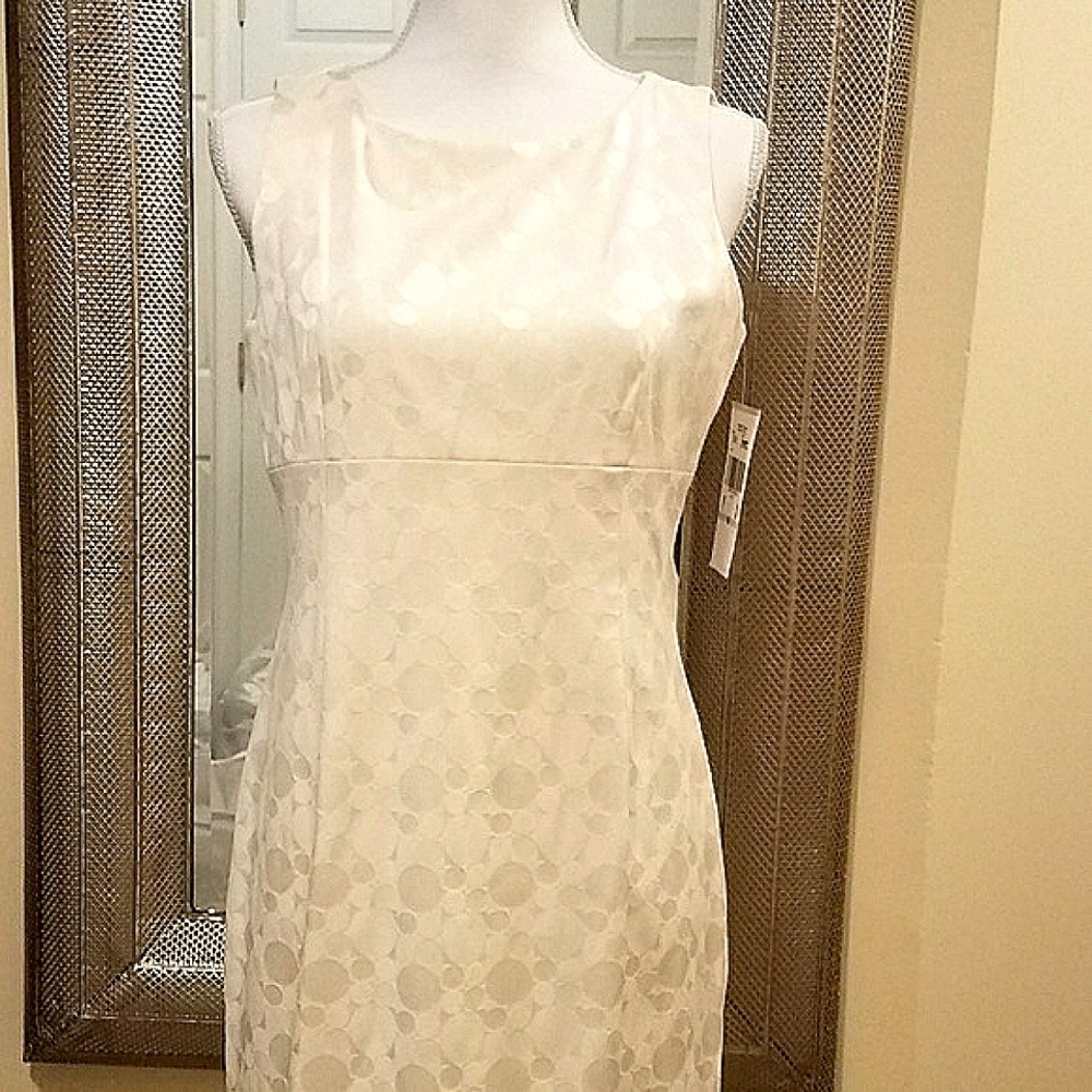 Kasper Cream Geometric Design Dress NWT Size 6